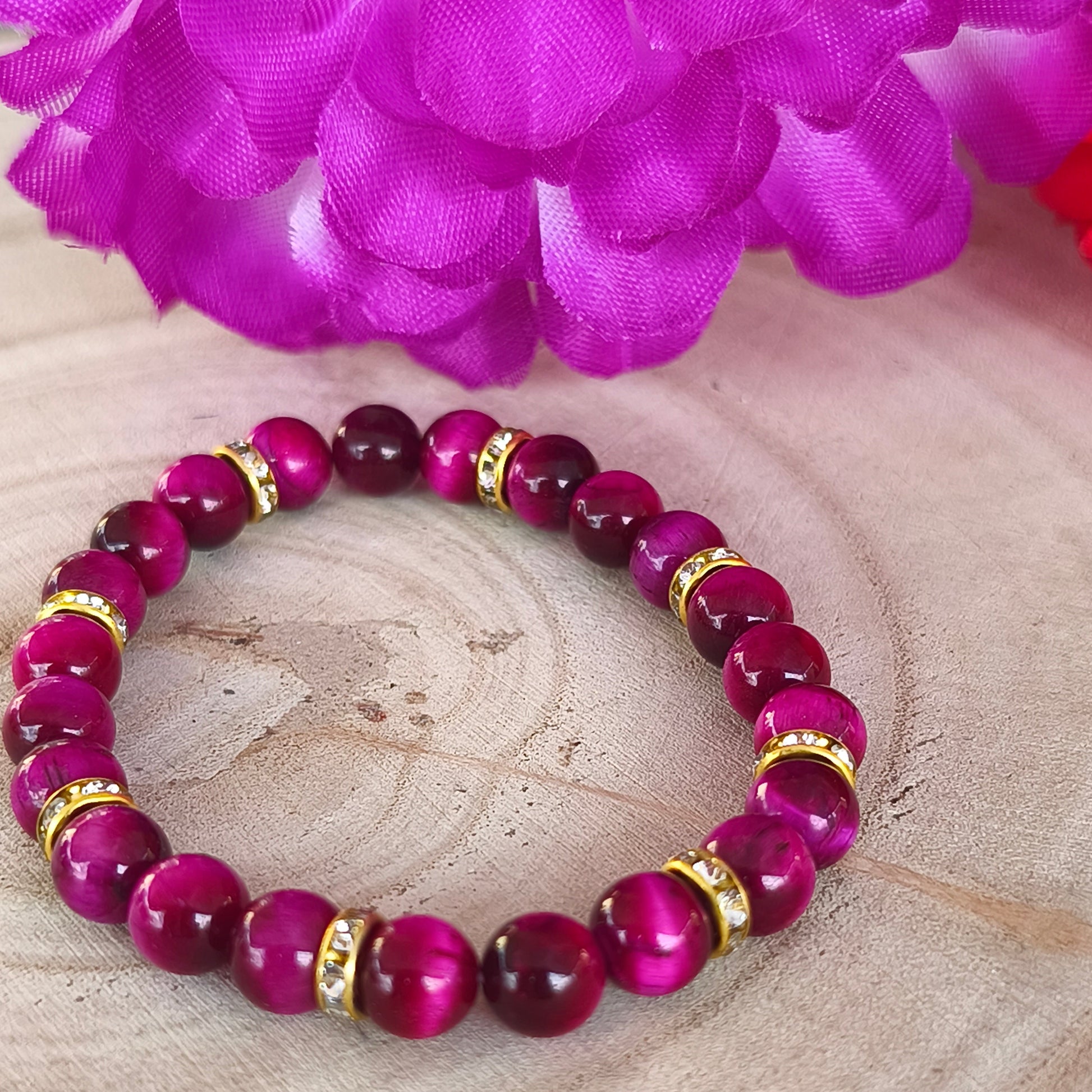 BRACELET : Oeil de tigre Rose