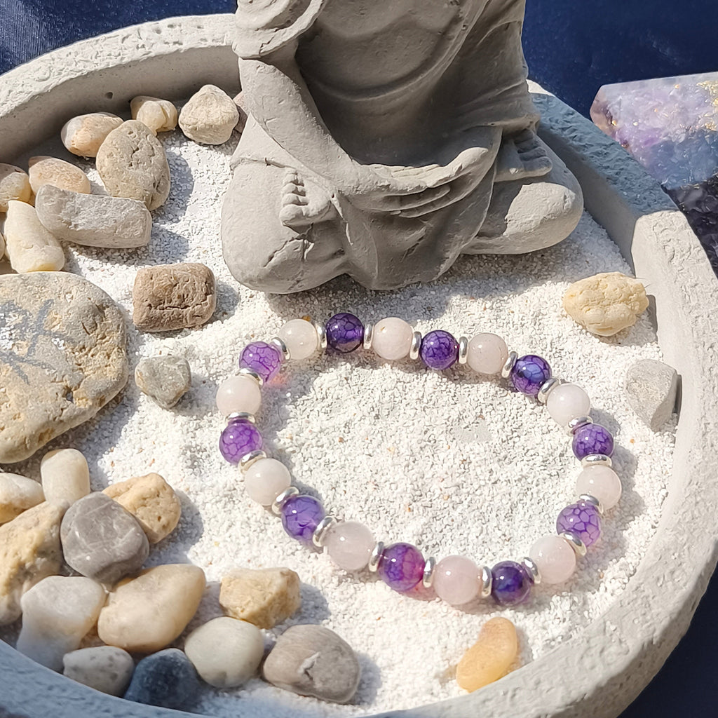 BRACELET - Amour & Sérénité – Quartz Rose & Améthyste