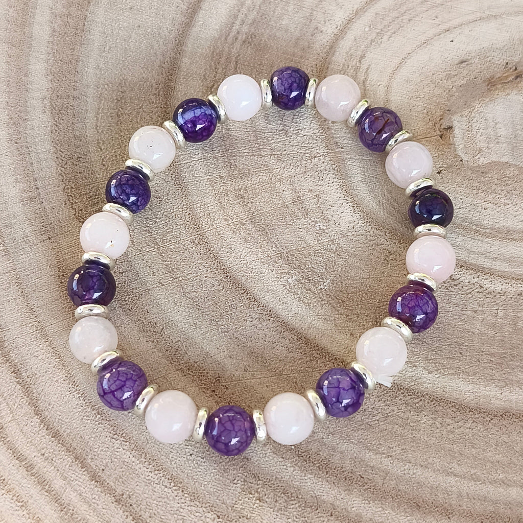 BRACELET - Amour & Sérénité – Quartz Rose & Améthyste