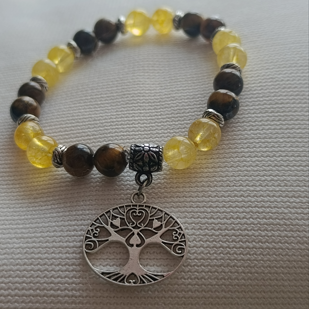BRACELET - Citrine & Œil de Tigre  Rayonnement, Force & Abondance