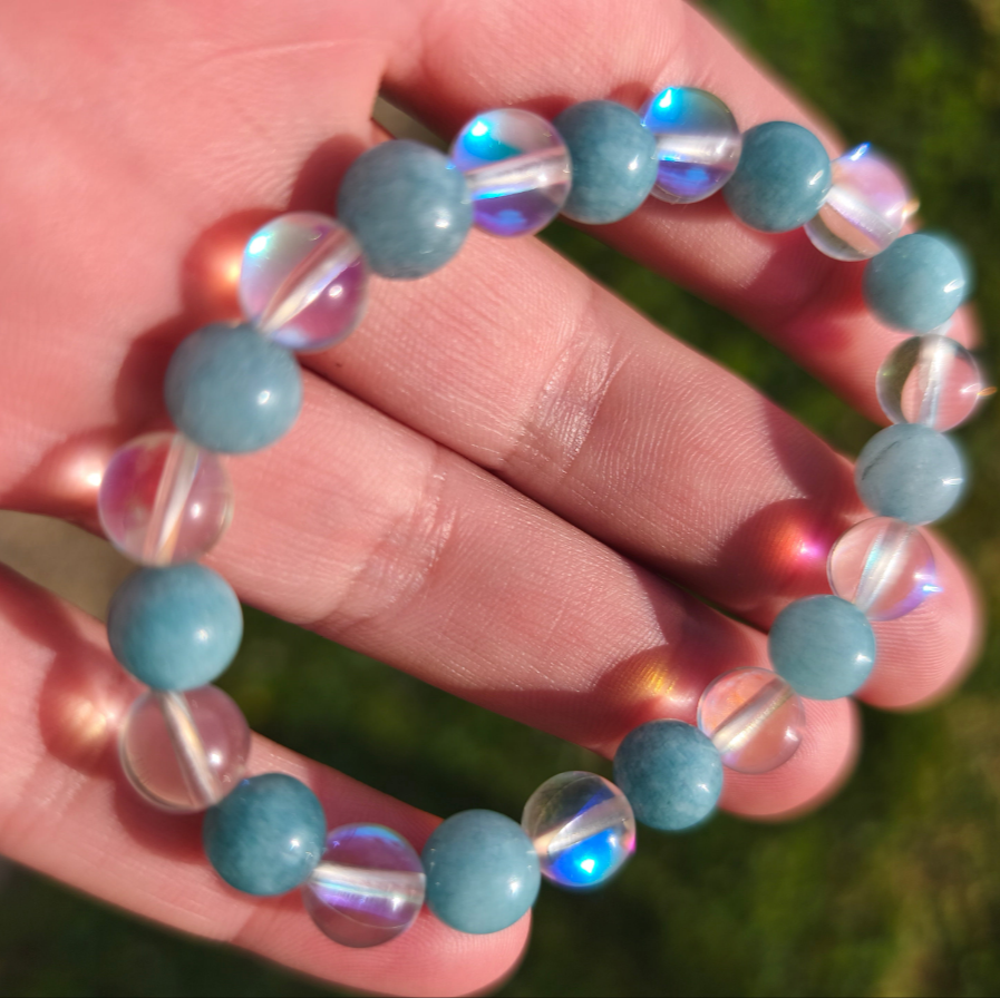 Bracelet Aigue Marine et pierre de lune