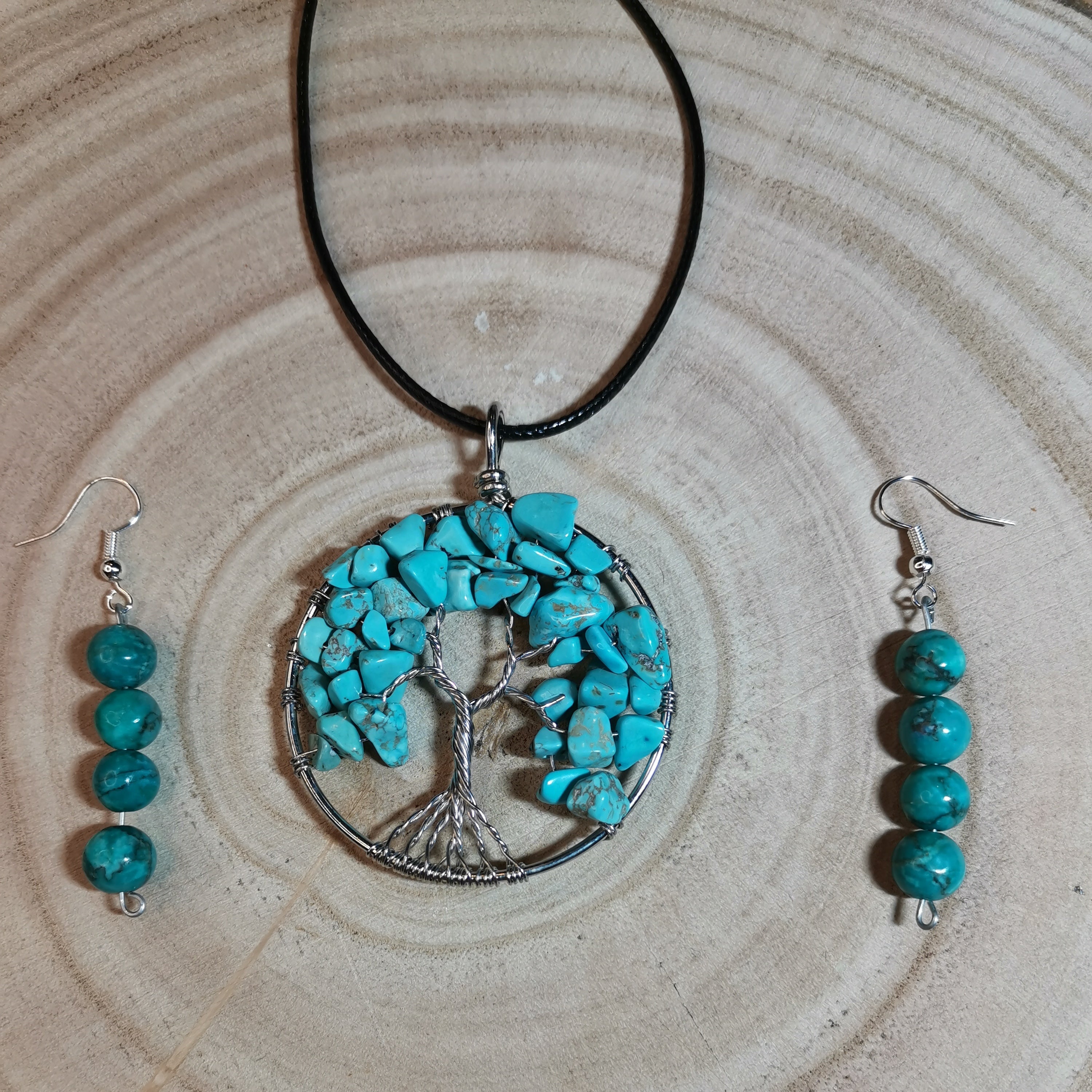 Collier Arbre de Vie et Boucles d'Oreilles à Perles