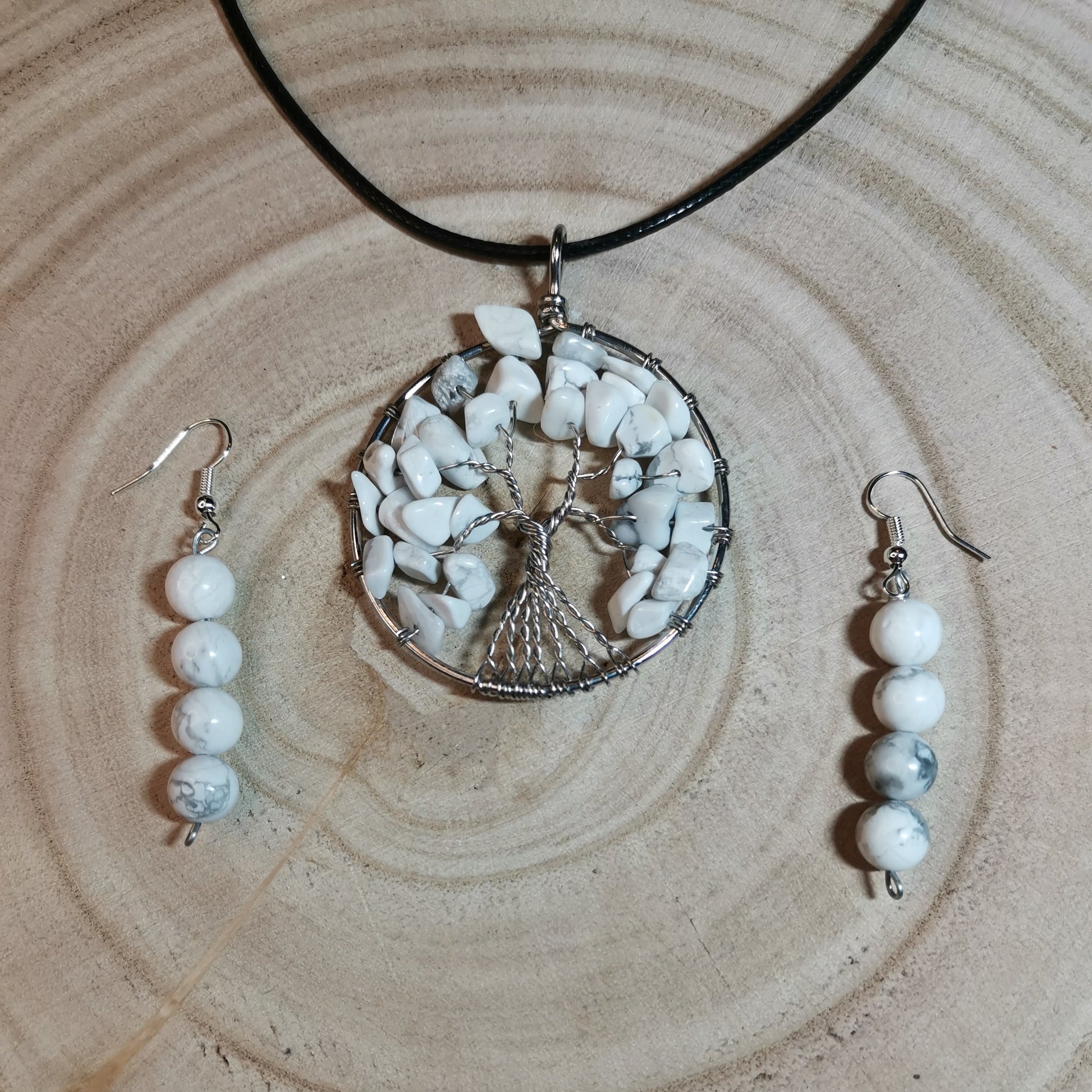 Collier Arbre de Vie et Boucles d'Oreilles à Perles