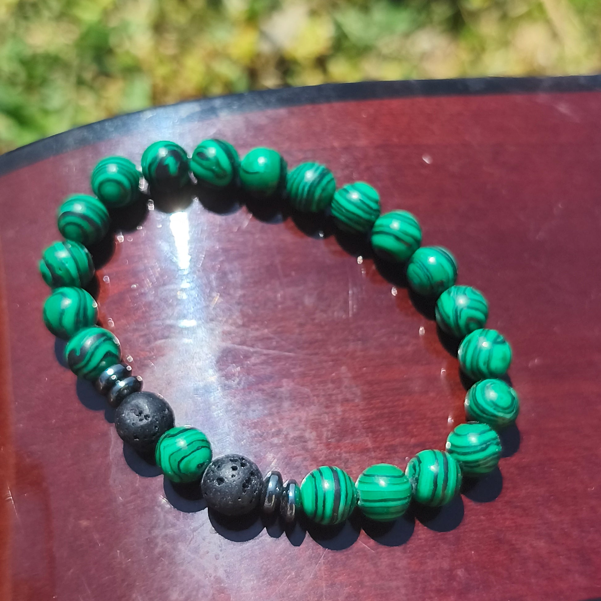 BRACELET : Malachite & Pierre de lave