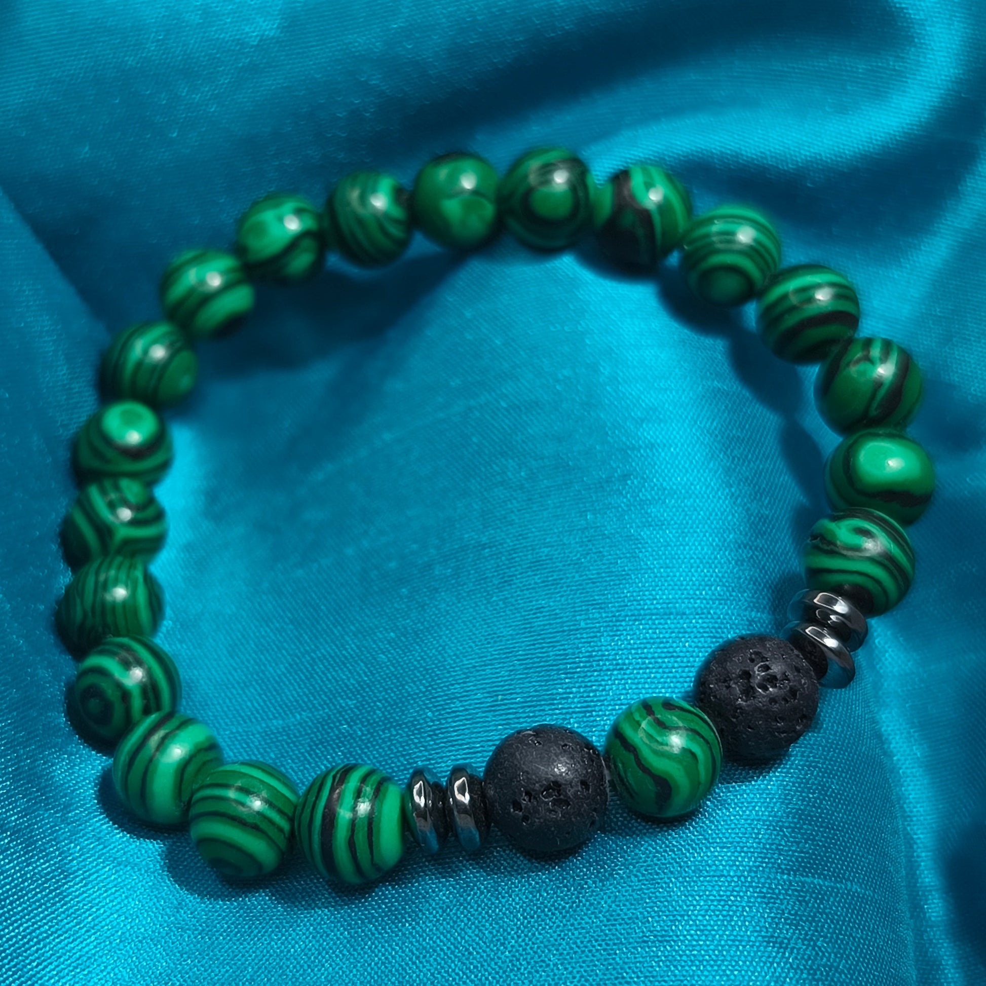 BRACELET : Malachite & Pierre de lave