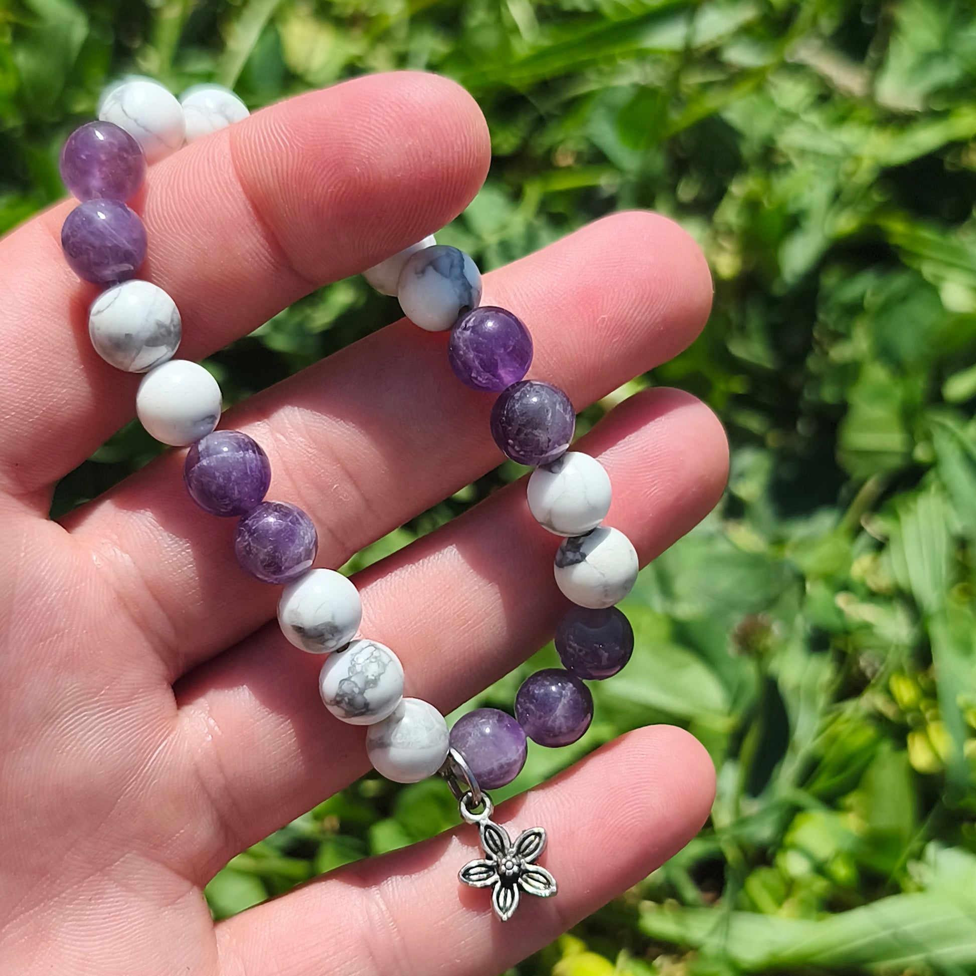 Bracelet - Sérénité Éthérée  (Fleur - duo perles)
