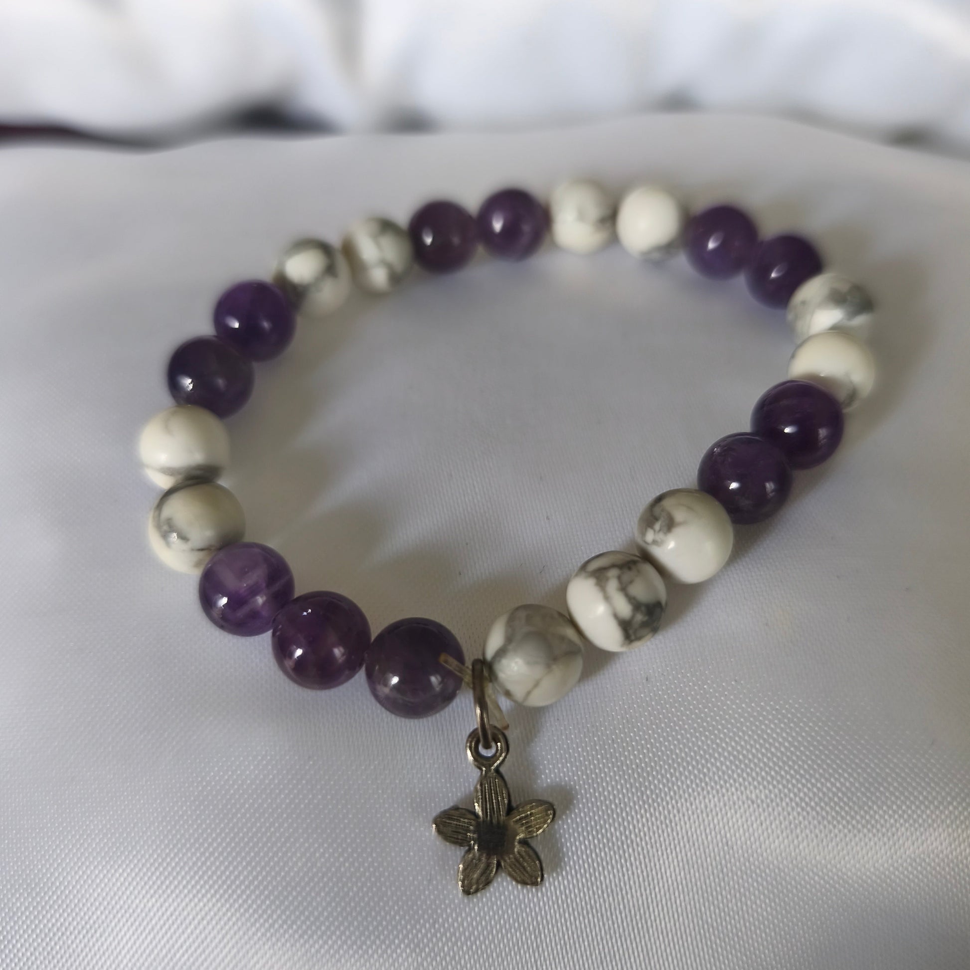 Bracelet - Sérénité Éthérée  (Fleur - duo perles)