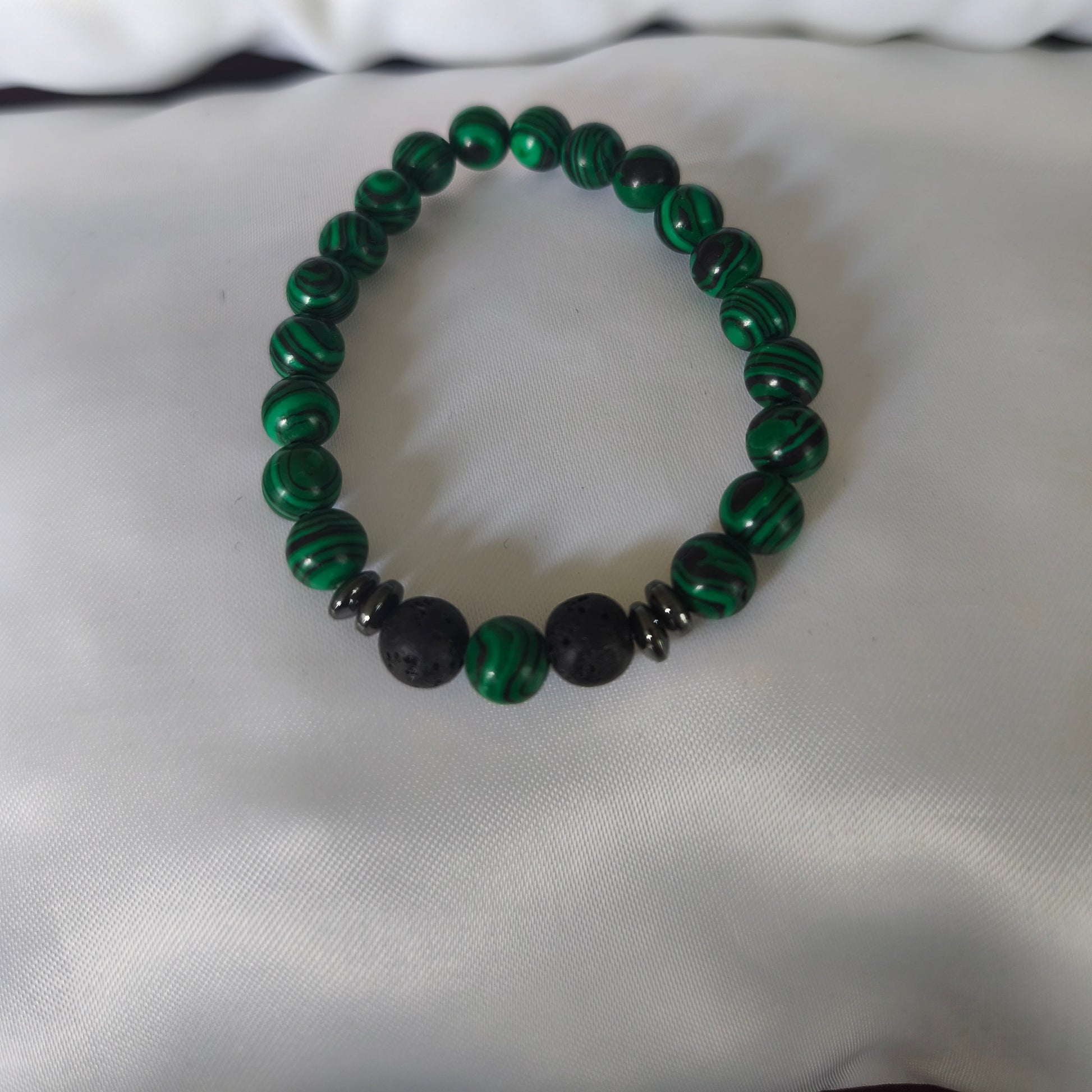 BRACELET : Malachite & Pierre de lave