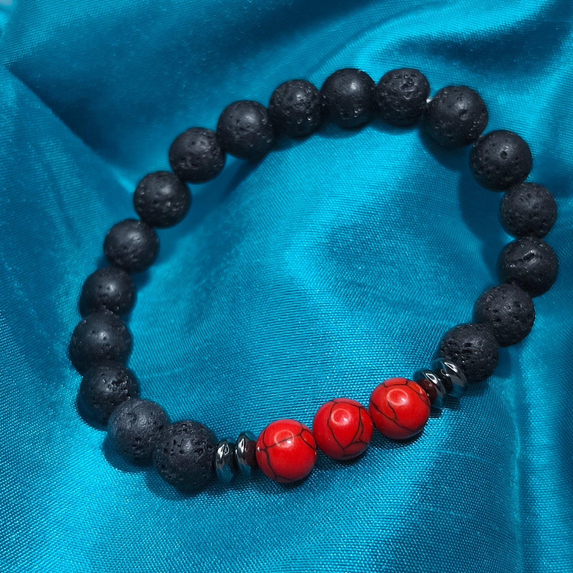 BRACELET : Pierre de lave & pierre semi precieuse