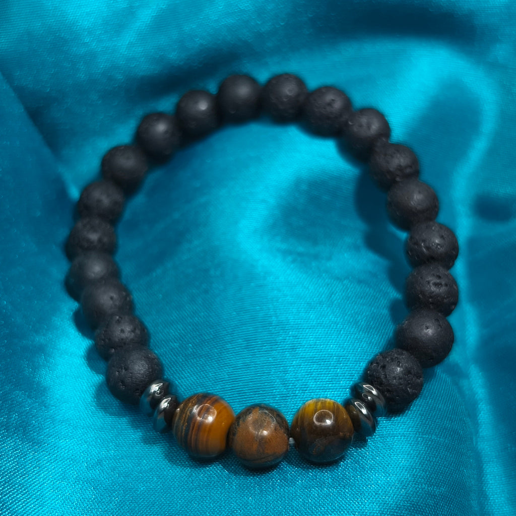 BRACELET : Pierre de lave & pierre semi precieuse