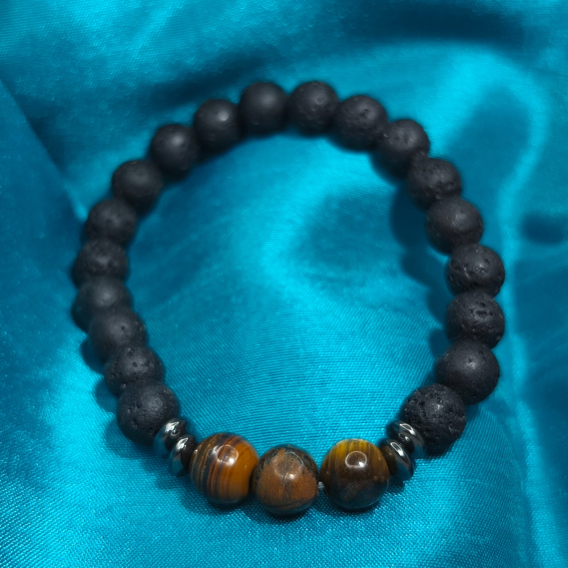 BRACELET : Pierre de lave & pierre semi precieuse
