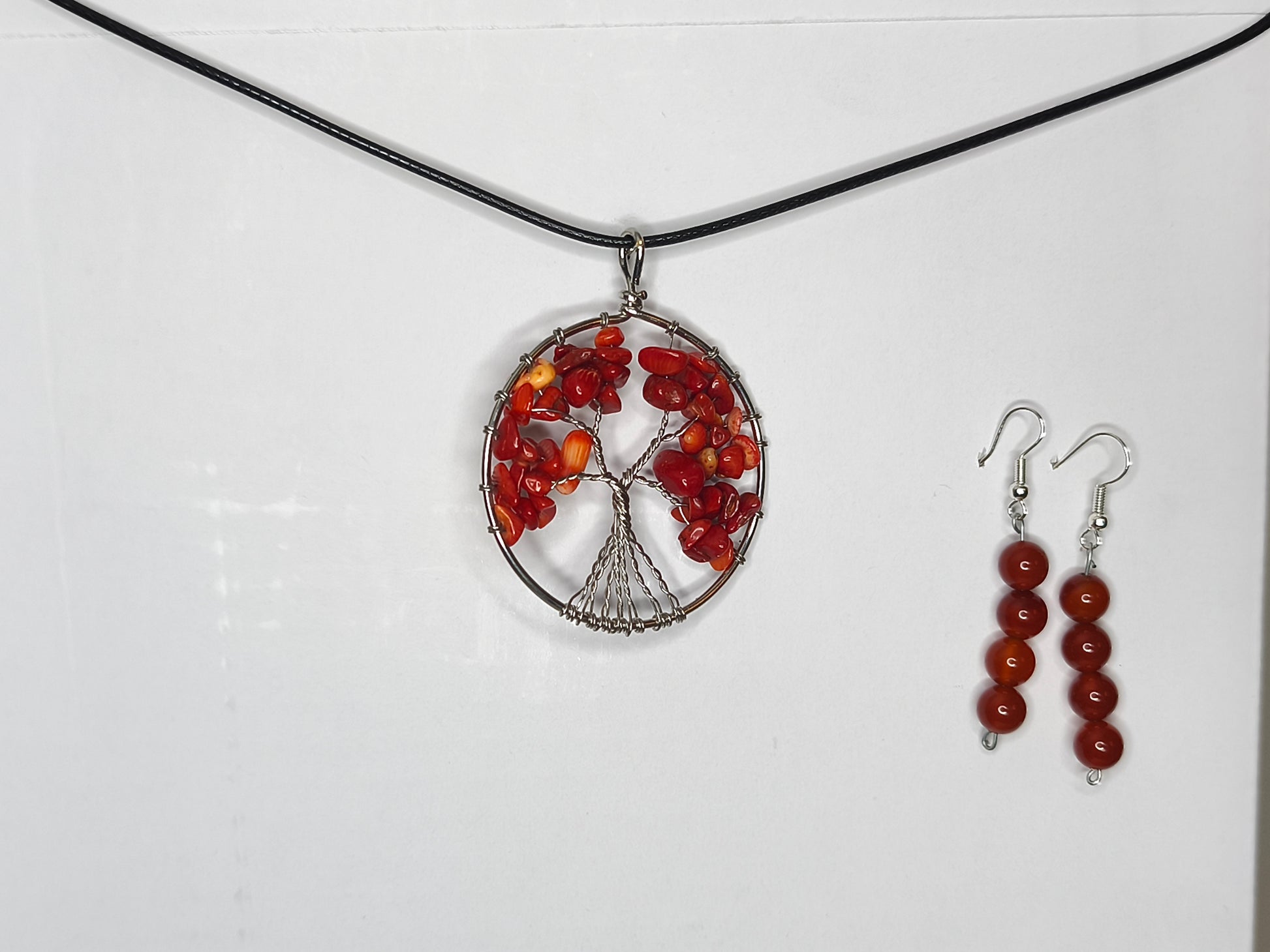 Collier Arbre de Vie et Boucles d'Oreilles à Perles
